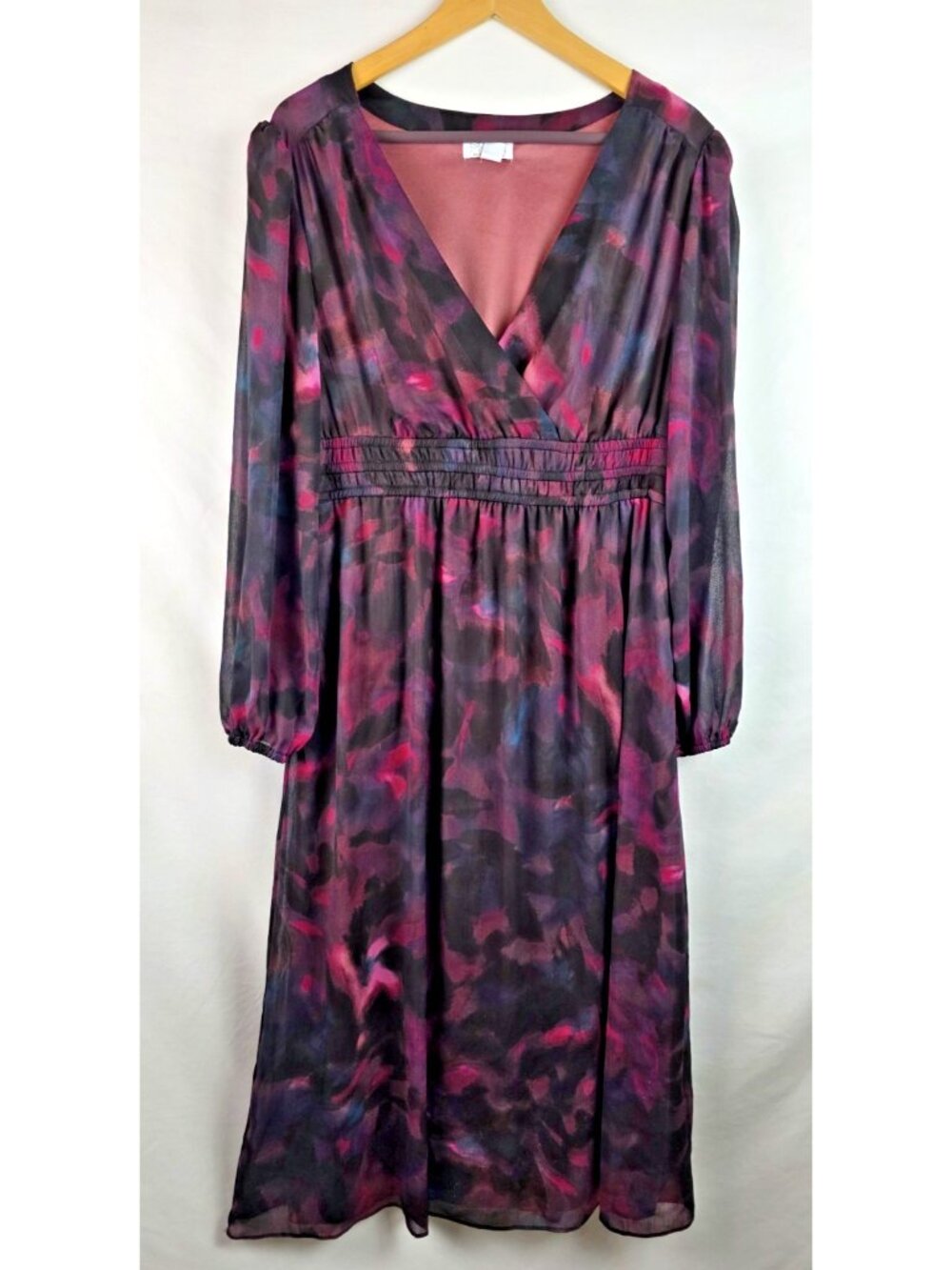Sofia Jeans by Sofia Vergara Women's Dress Size Large Burgundy Long Sleeve Dress